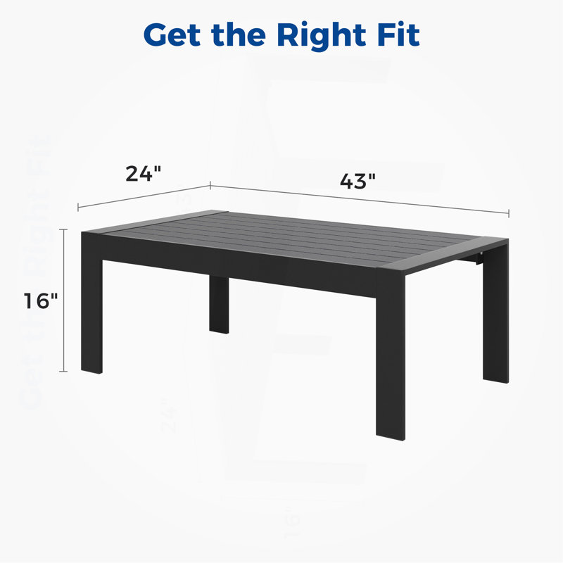 Table basse d'extérieur en aluminium toutes saisons, Noir