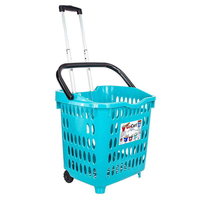 Plastic Rolling Laundry Basket with Handles