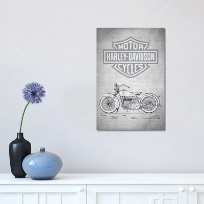 Harley-Davidson Motorcycles (Gray Vintage) II by Aged Pixel - Wrapped Canvas Painting