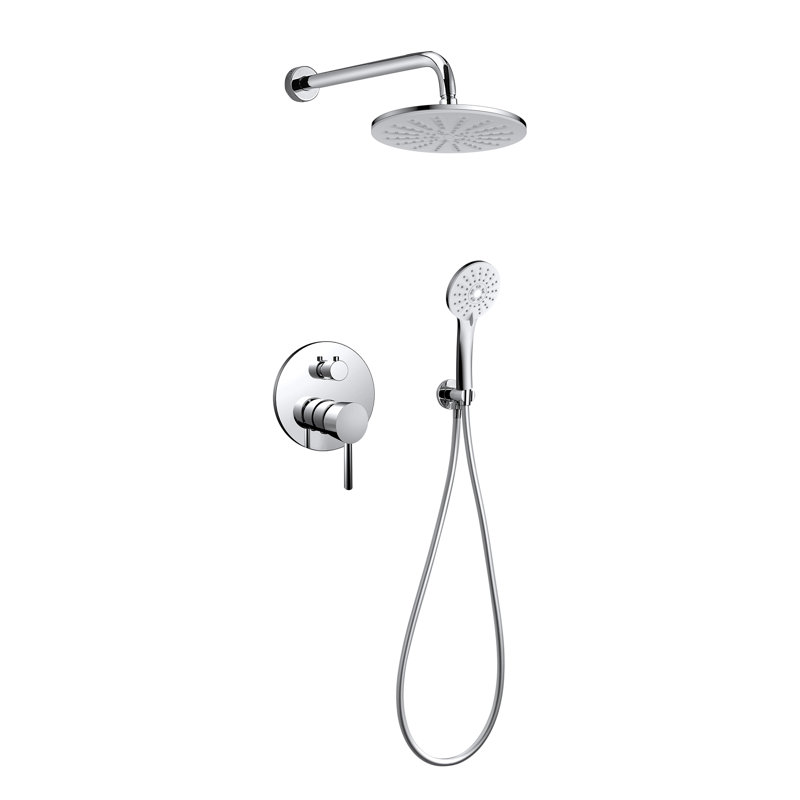 Robinet de douche à pluie à pression équilibré mural à trois fonctions Carter Chrome, Chrome
