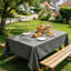 Waterproof Grey Linen Effect Rectangular Tablecloth 132x178cm