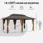 Pavillon de jardin en aluminium 14 po x 22 pi avec toit en acier galvanisé à double aération, moustiquaire et rideaux d'intimité pour la terrasse, la cour et le jardin