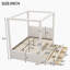 Lit plateforme double à baldaquin avec lit gigogne et trois tiroirs de rangement, beige