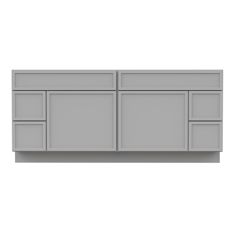 72'' Double Bathroom Vanity Base Only, Gray