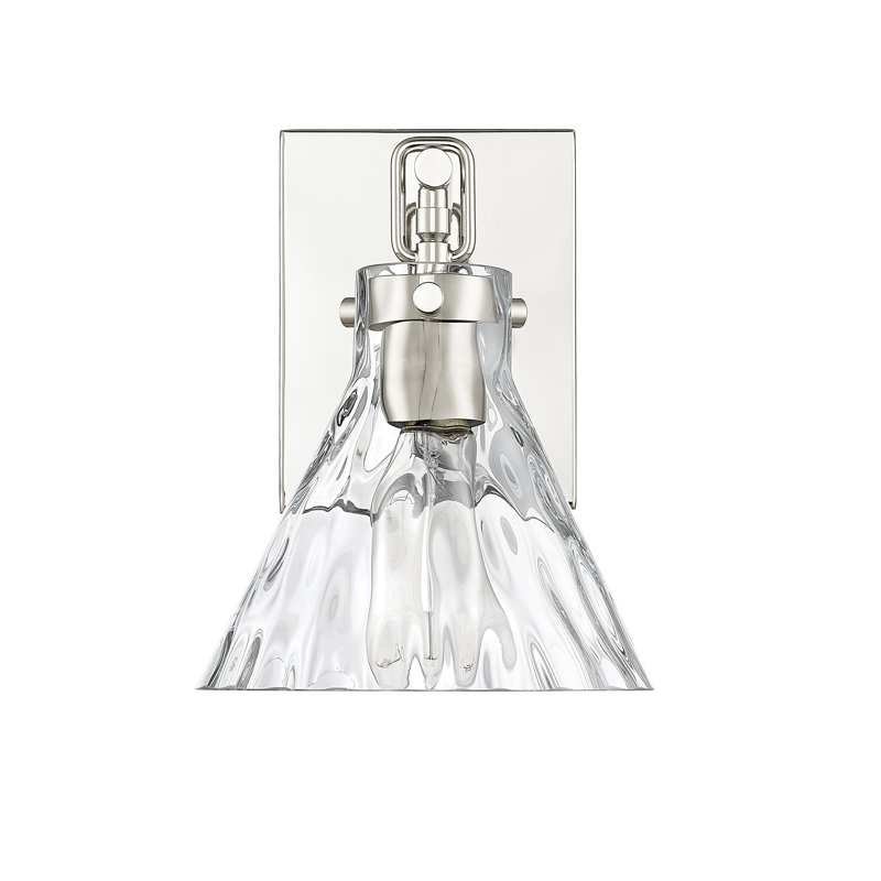 Grande applique à bras en acier avec verre d'eau 9,25 po Aafiya, Nickel poli
