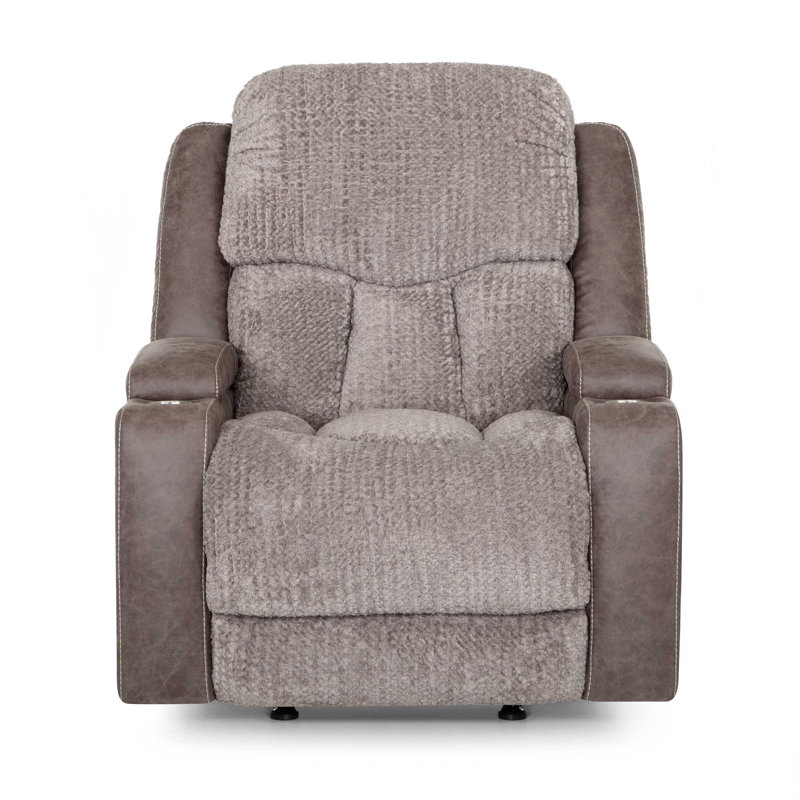 Tyera Power Reclining Rocker Recliner W/ Power Headrest, Dual Arm Storage, Massage, And Cupholders
