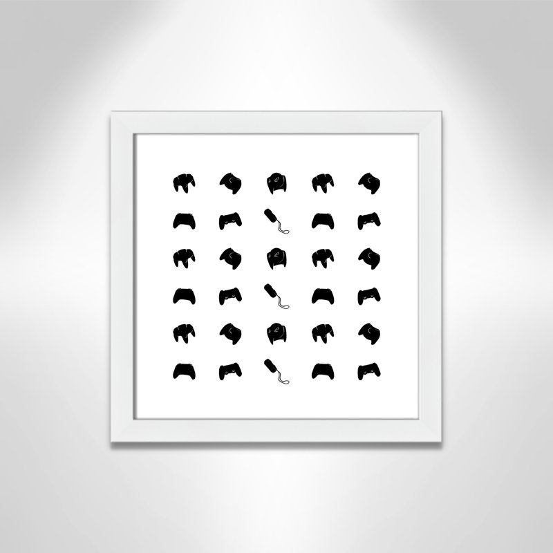 Imprimé papier à motif de joueur, H 16 po x l 16 po x P 0,63 po, Cadre blanc
