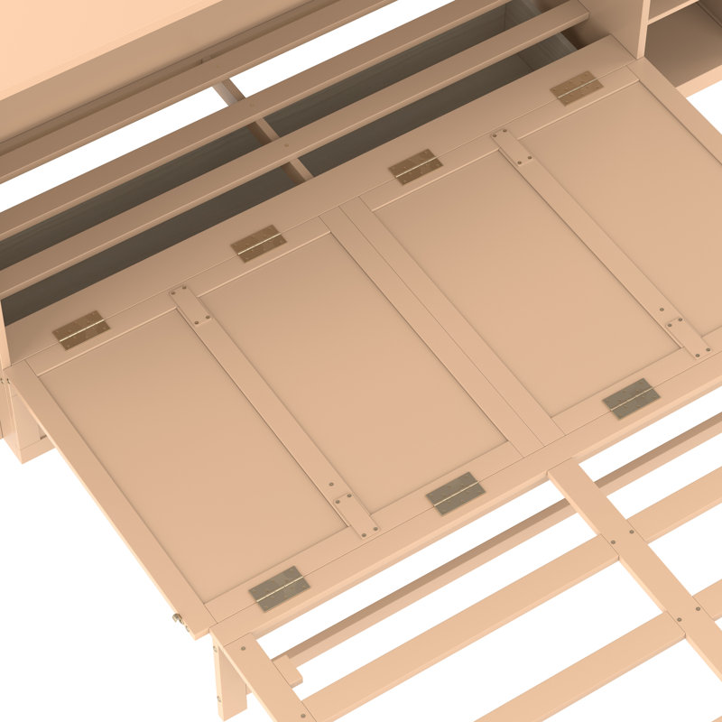 Grand lit escamotable avec rangement, mélange de MDF de pin, conception moderne pour les maisons compactes