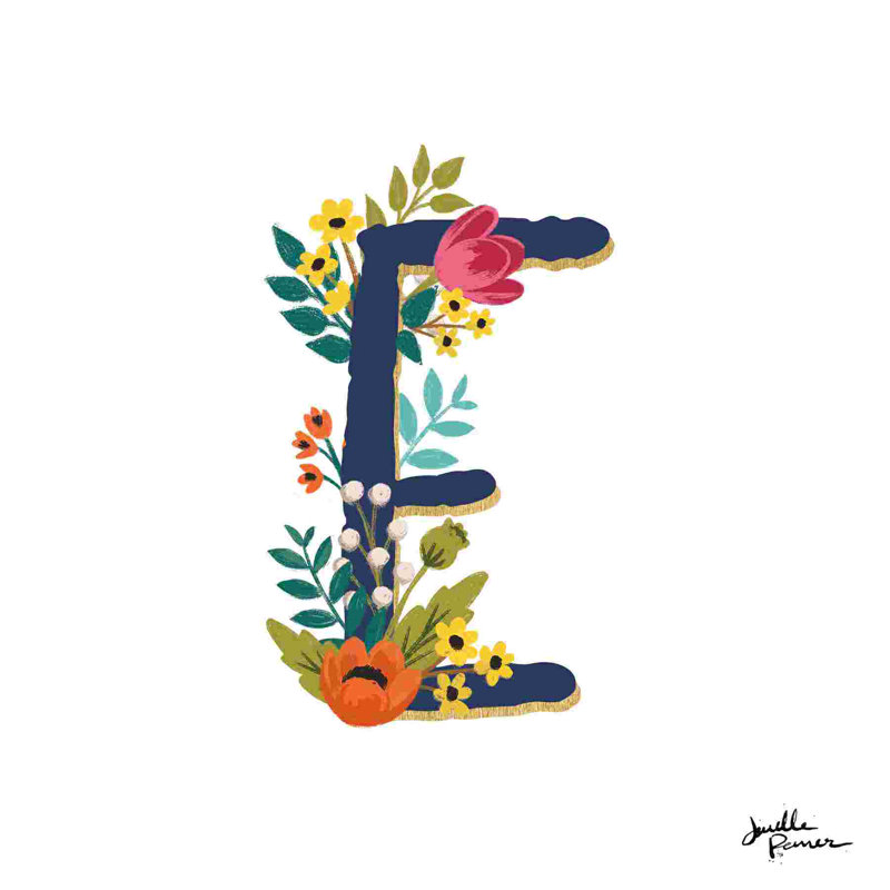 «Romantic Luxe E Navy» par Janelle Penner - Art textuel sur toile tendue, H 12 po x l 12 po, Non, Toile tendue