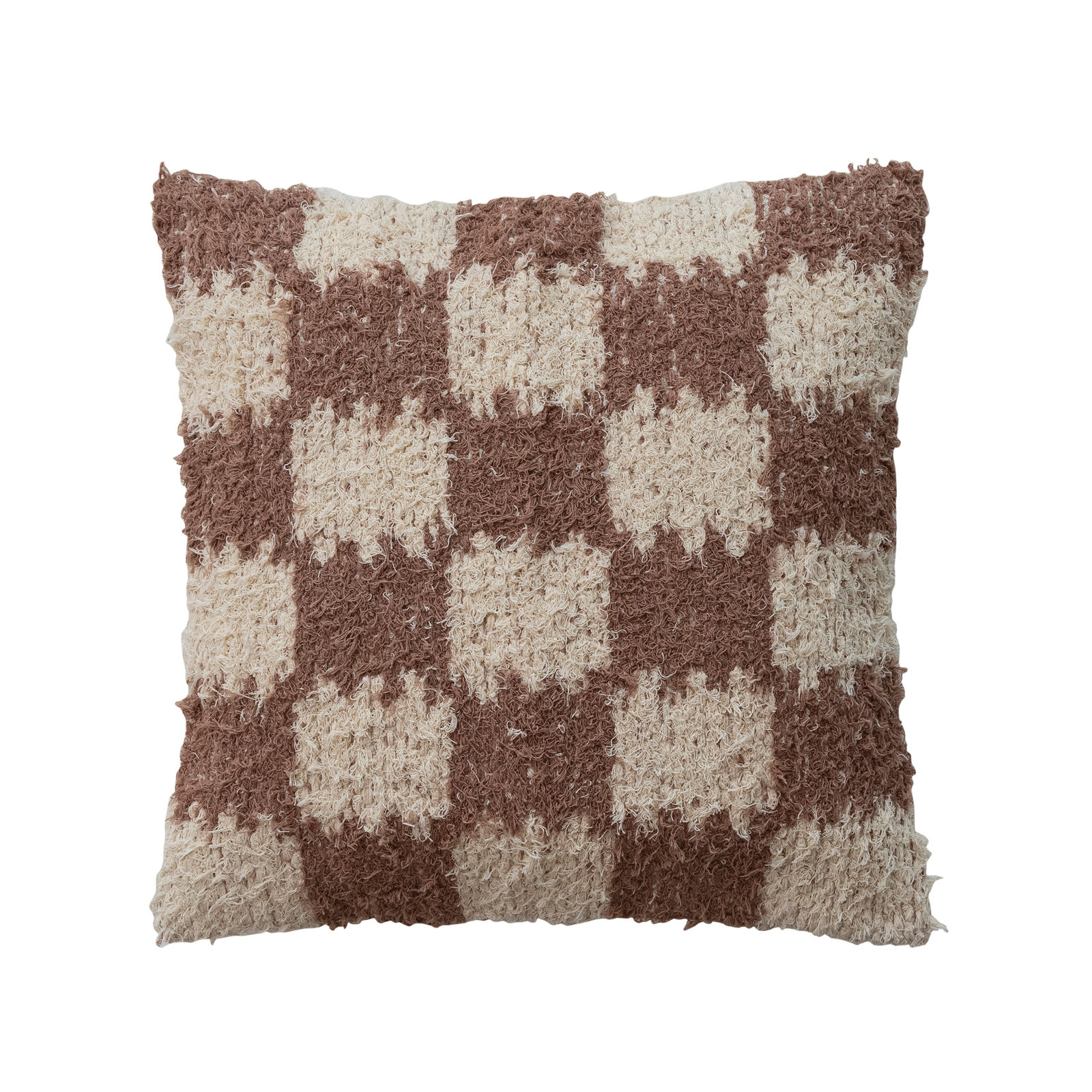 Woven Cotton Pillow With Check Pattern