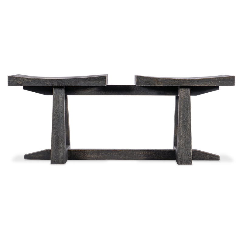 Black Mango Wood Transitional Bench with Scoop Seats