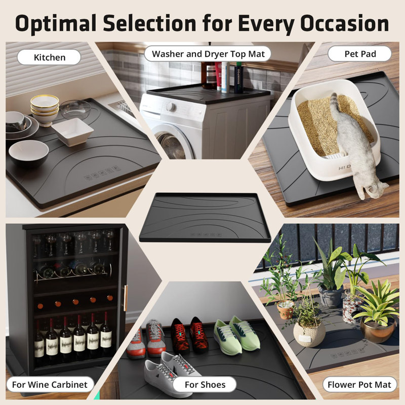 53.5"X26.8" Washer And Dryer Covers For The Top, Non-Slip Silicone Washer Dryer Top Protector Mat