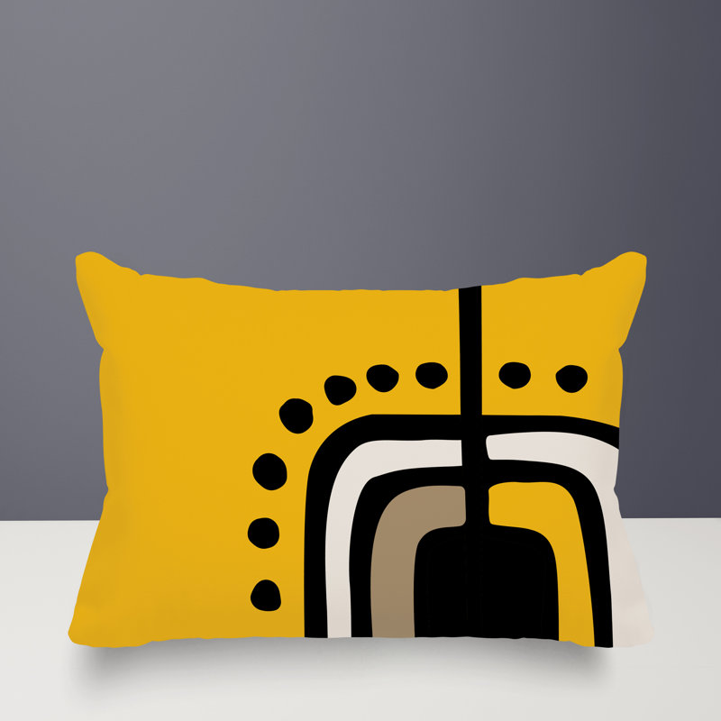 Coussin lombaire réversible intérieur / extérieur Sofi Minimalist, H 18 po x l 25 po, Jaune