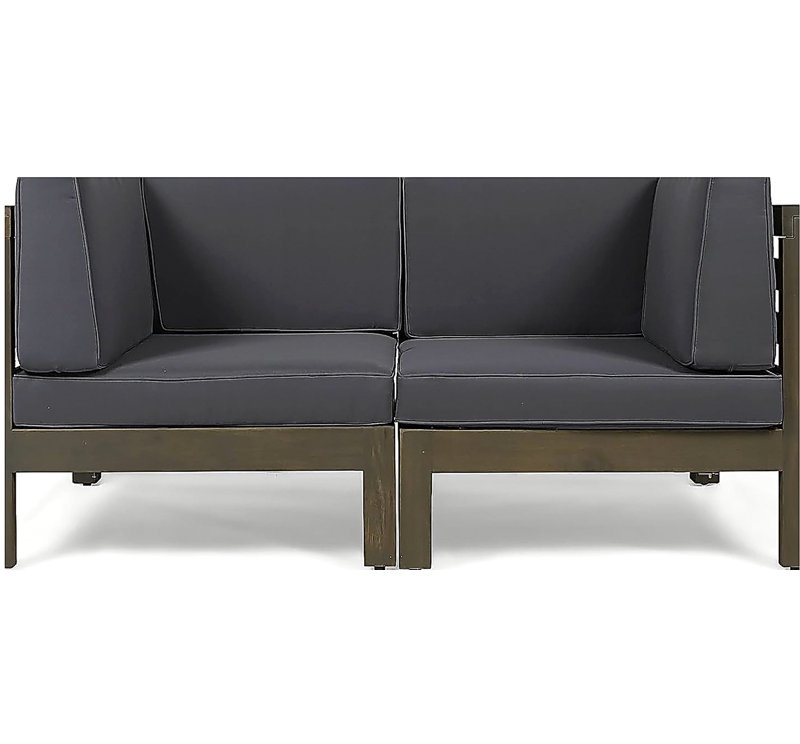 Ensemble de causeuse 2 pièces, gris foncé, Gris foncé