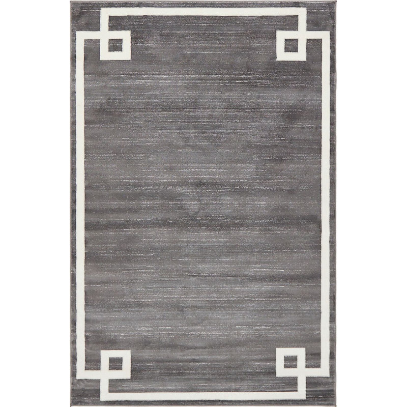 Tapis à motif géométrique gris Heights, Rectangle 4 pi x 6 pi