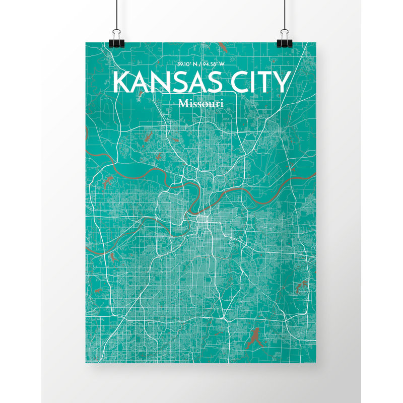 Kansas City Map - No Frame Print, 43.2cm H x 27.9cm W x 0.13cm D