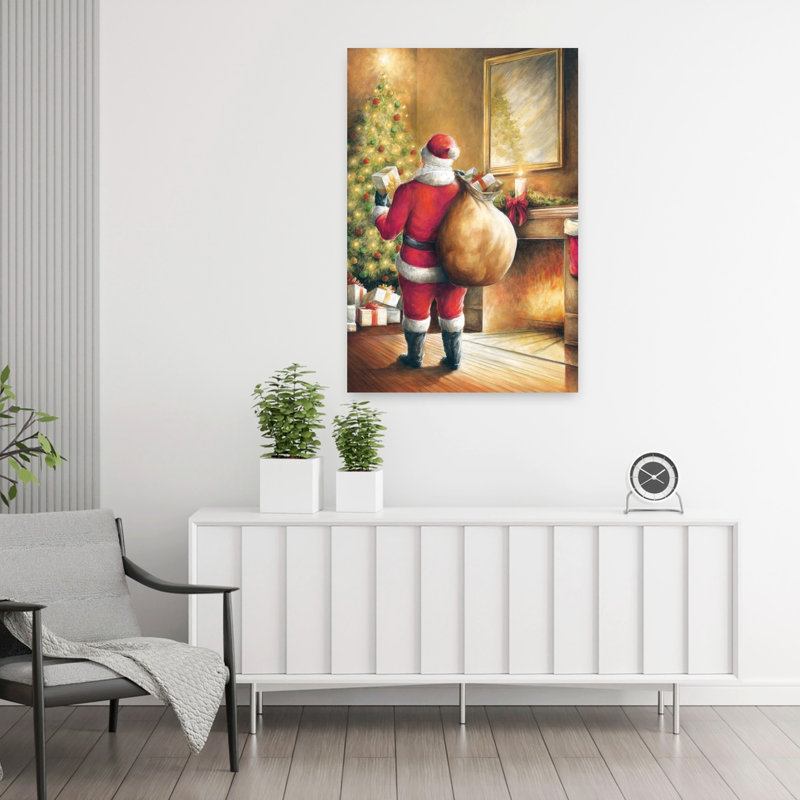 Père Noël, rêves d'art abstrait de Noël contemporain, 36" H x 24" W