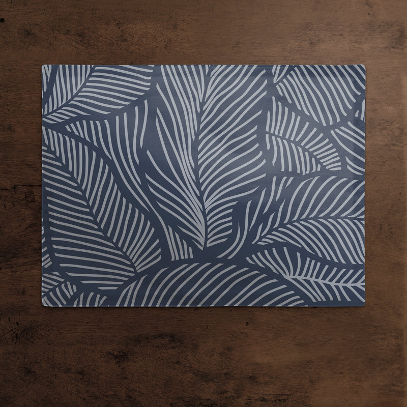 Anganette Polyester Floral Rectangle Placemat, Blue