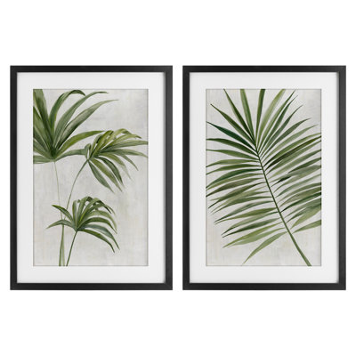 Ensemble de 2 reproductions encadrées sous verre Breezy Tropical Palms, par Hannah Dawson