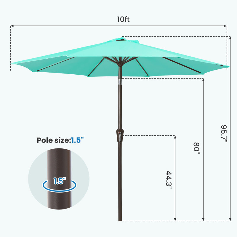 Parasol de marché inclinable Germar, H 95,7 po x l 120 po x P 120 po, Peacock Blue