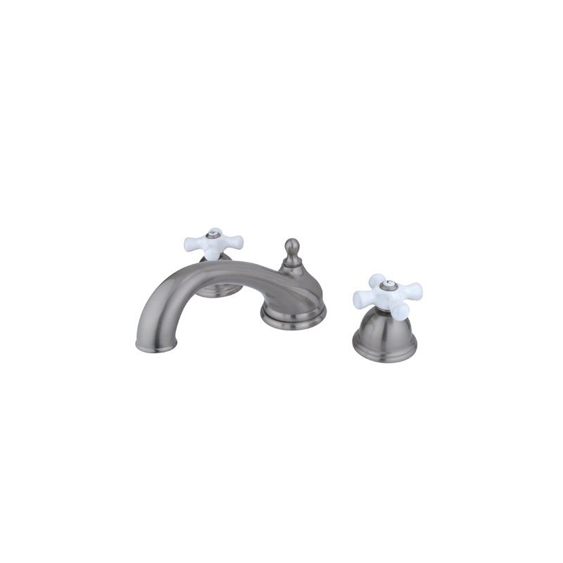 Double Handle Deck Mounted Roman Tub Faucet, Satin Nickel