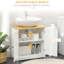 Table d'appoint de meuble-lavabo moderne sous le lavabo, blanc avec portes doubles et tablette réglable pour économiser de l'espace