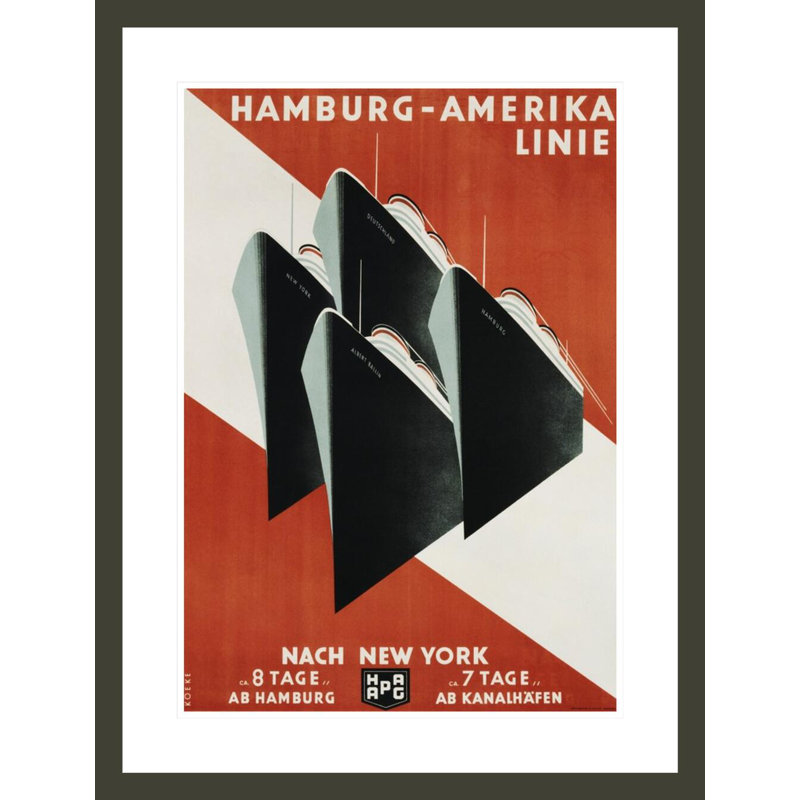 Affiche «Hamburg-Amerika Linie» par Henning Koeke, impression giclée encadrée, H 29,5 po x l 22,46 po
