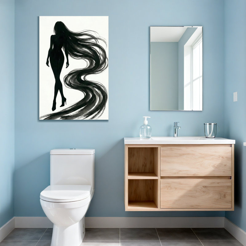 Silhouette abstraite, femme, cheveux longs, conception artistique fluide, H 24 po x l 16 po