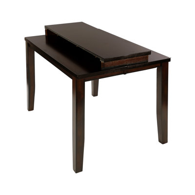 Transitional Counter Height Dining Table with Extension Leaf, Mango Veneer Wood in Cherry Finish