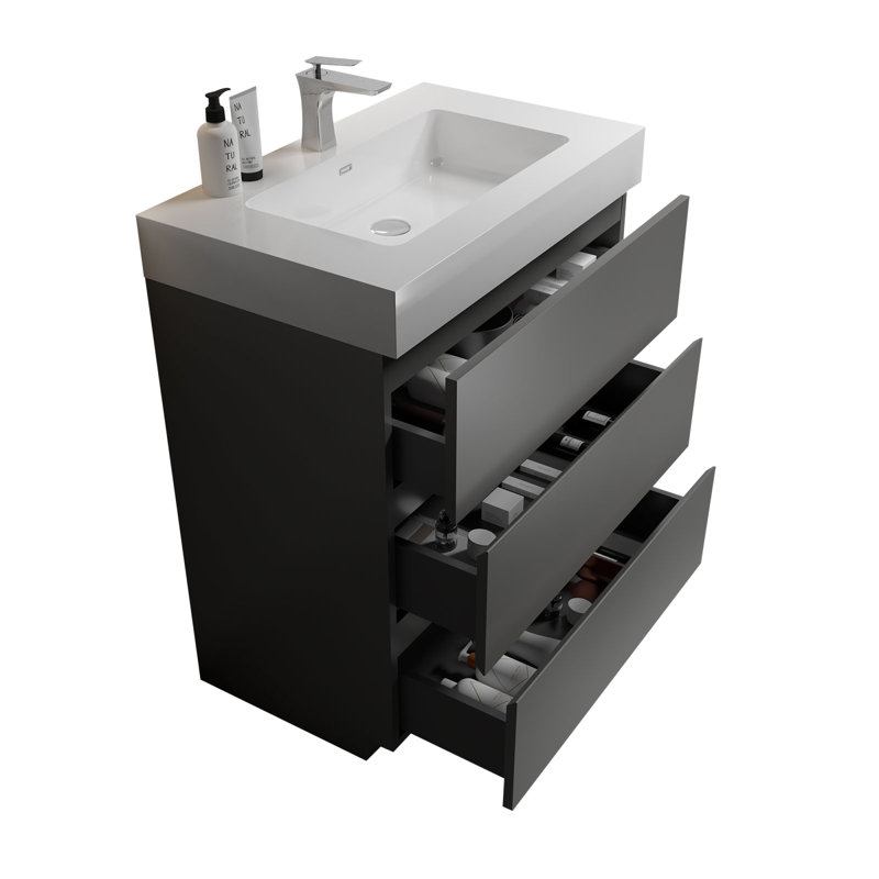 29.9'' Single Bathroom Vanity with Plastic Top