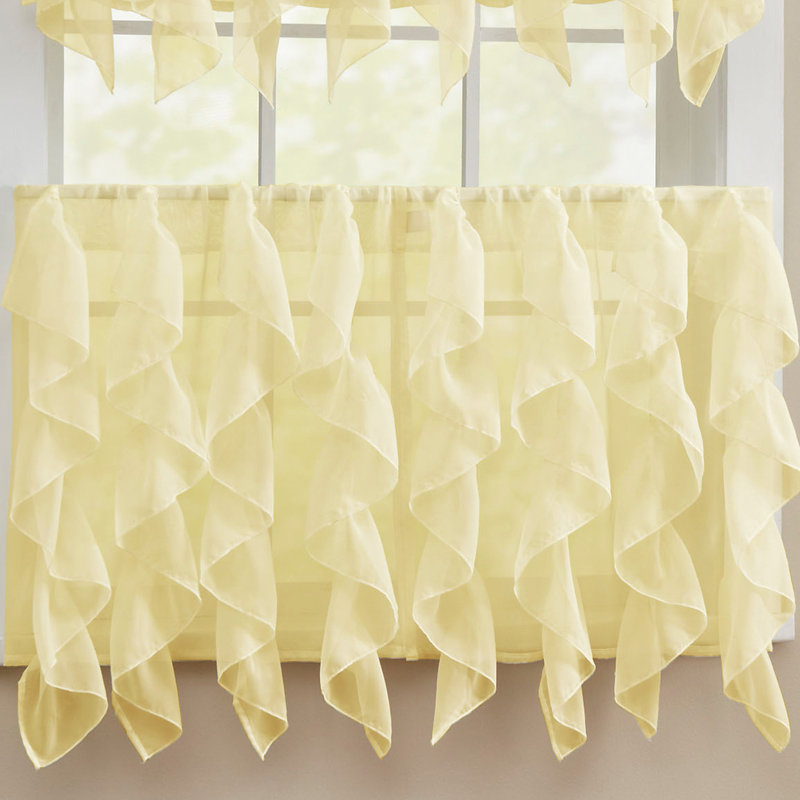 Frye Ruffled Cafe Curtain, Maize, 56"" W x 24"" L