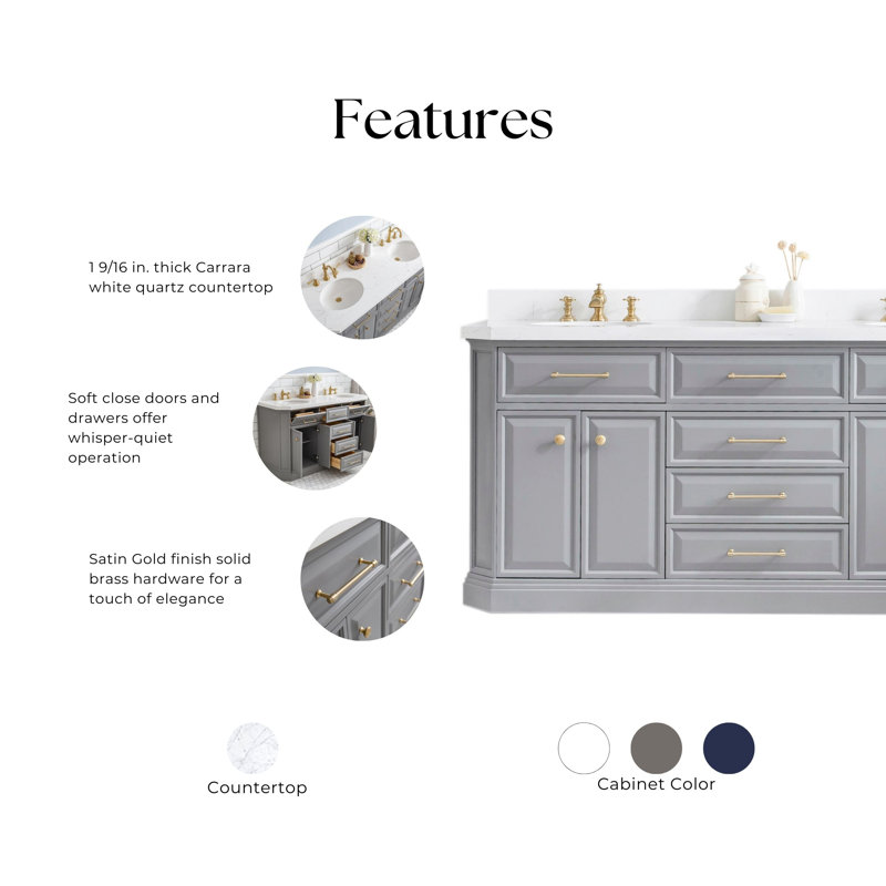 Palace 72'' W Double Vanity, Cashmere Gray, Polished Nickel