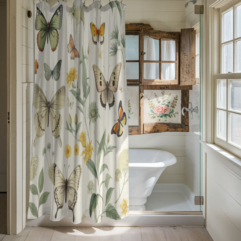 Rideau de douche Meadow Butterflies - Premium, H 74 po x l 71 po