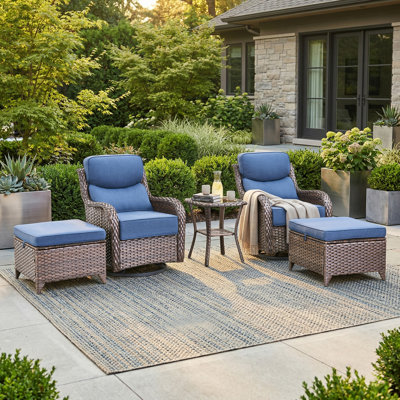 Ensemble de canapé d'extérieur avec coussins de 6 po d'épaisseur à dossier haut, repose-pieds, ensemble de mobilier de patio en osier résistant aux intempéries, convient aux balcons et aux patios