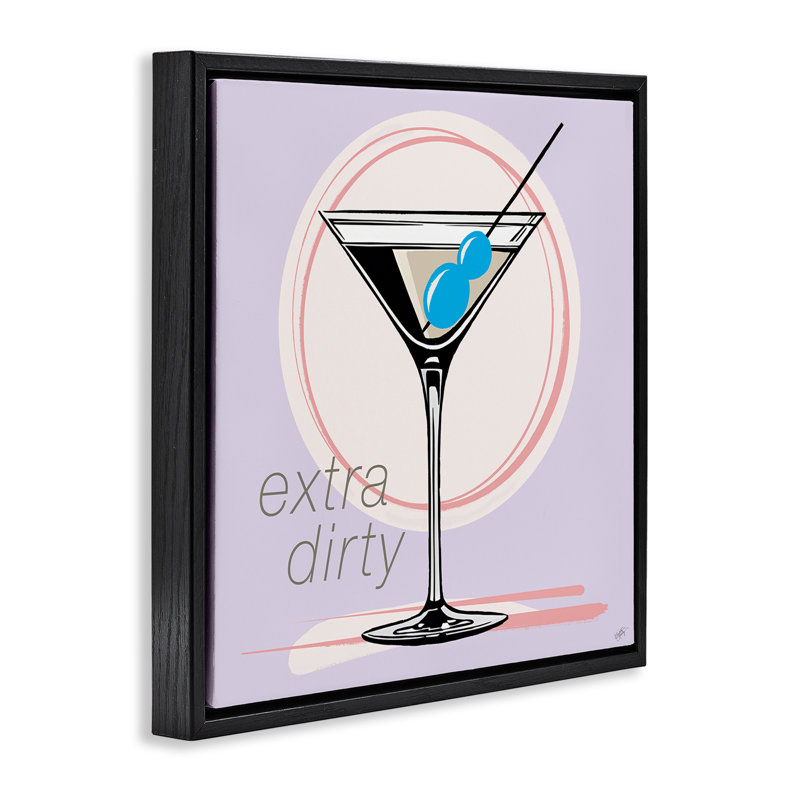 «Extra Dirty Martini», art mural encadré par Elizabeth Medley, Cadre flottant noir de jais, H 25 po x l 25 po