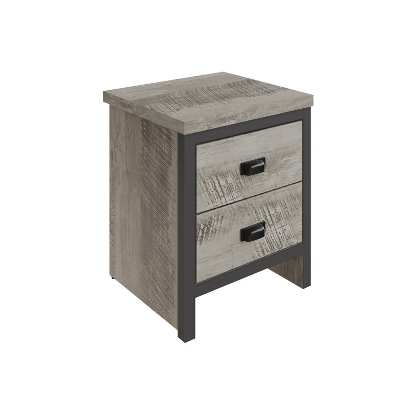 Alahia 43cm W Manufactured Wood Bedside Table, Grey