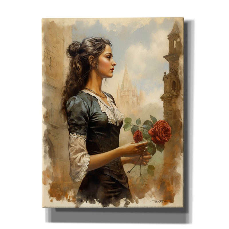 Art mural sur toile House of Hampton® «Romantic Girl» par Momart, H 16 po x l 12 po x P 0,75 po