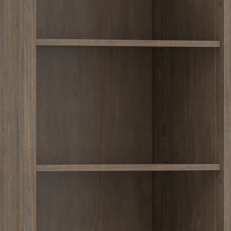 Ela Smoky Brown Solid Wood Adjustable Bookcase with Doors