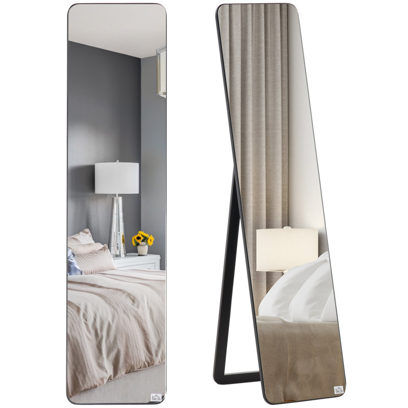 HOMCOM Full Length Mirror Free Standing or Wall Mount Dressing Bedroom Black