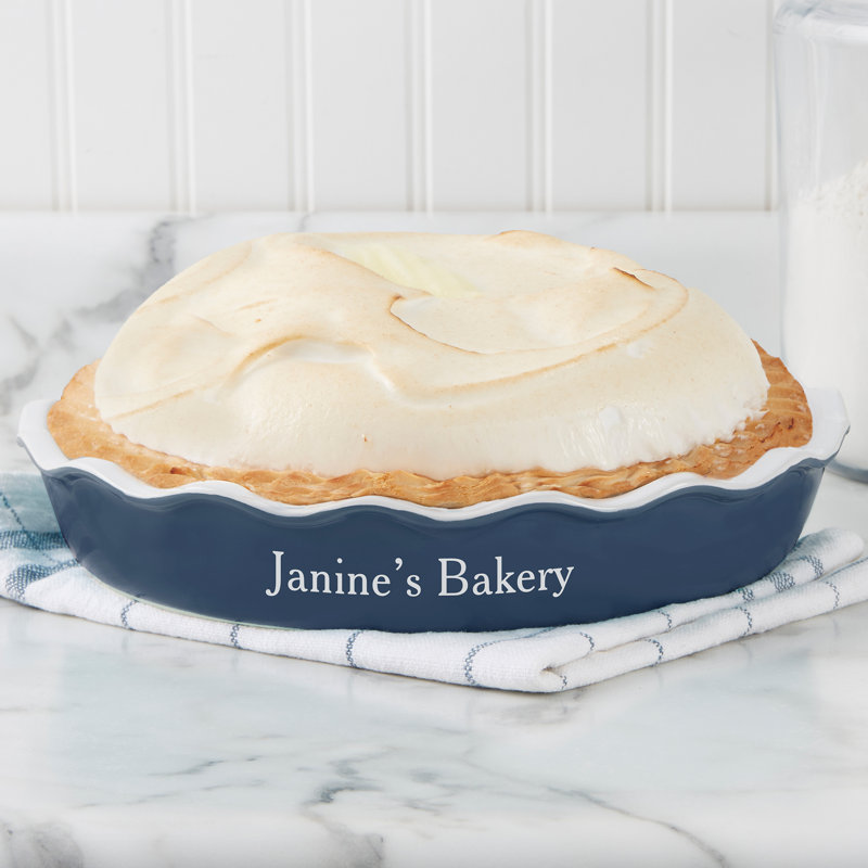 Personalized Classic Ceramic Pie Dish, Navy