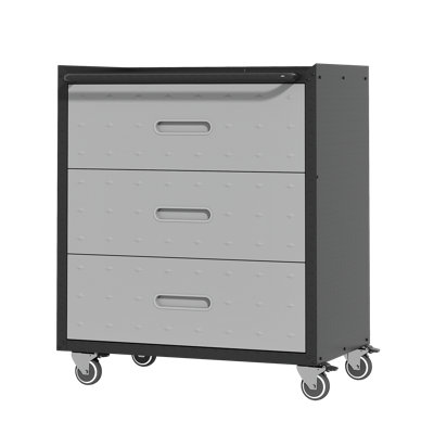 29.5'' W Metal Garage Tool Storage Cabinet with Wheels and 3 Drawers.