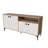 Modern Console Table, Oak & White, 63.0 x 30.6 x 15.7 inches | 100% Melamine Coated Chipboard, Durable Plastic Legs | Features Multiple Shelves, Wall-Mountable Design | Perfect for Living Room or Entryway-1856921894
