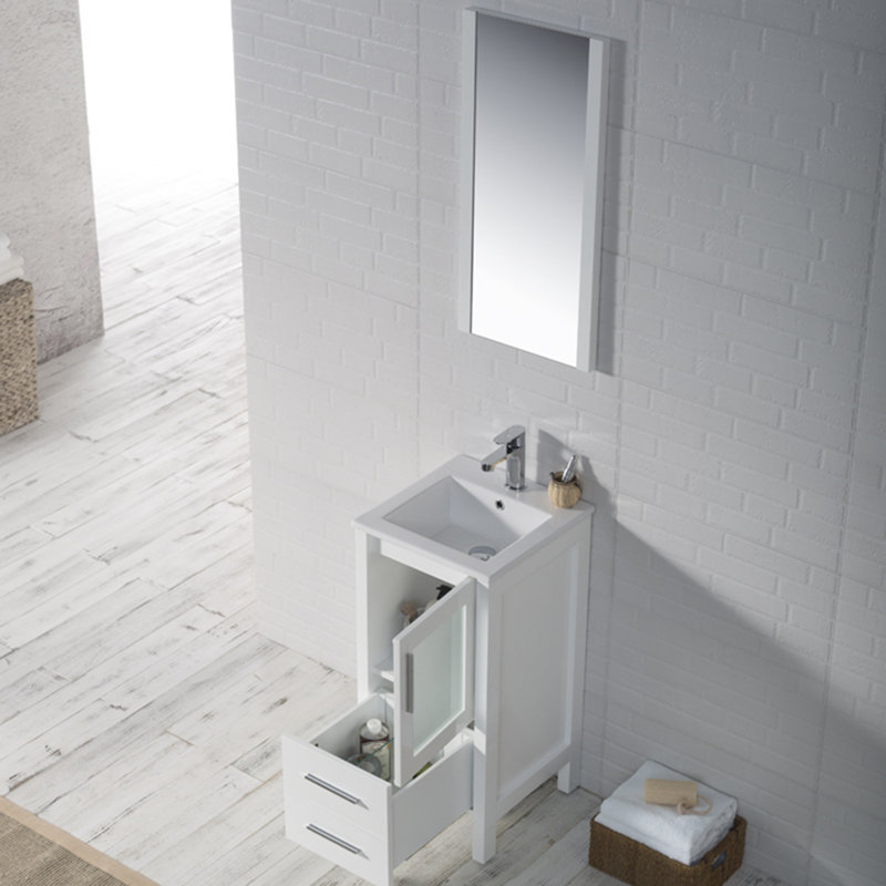 16" Single Bathroom Vanity with Sink, White