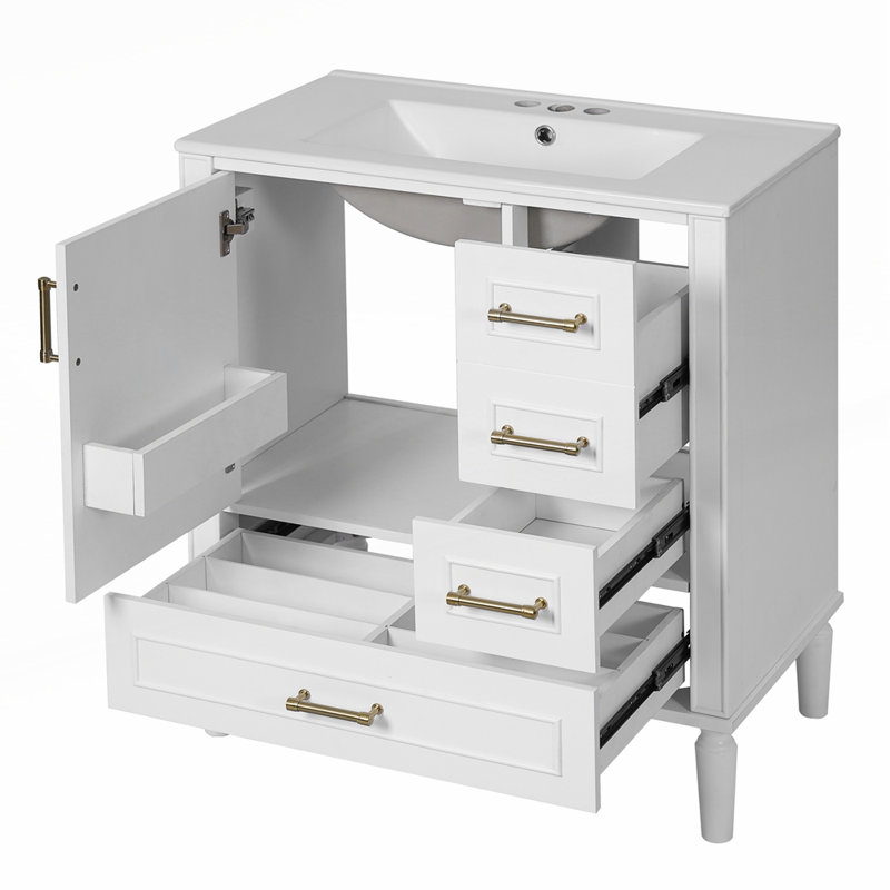Meuble-lavabo en céramique durable avec rangement spacieux et conception facile à nettoyer, parfait pour les salles de bain modernes