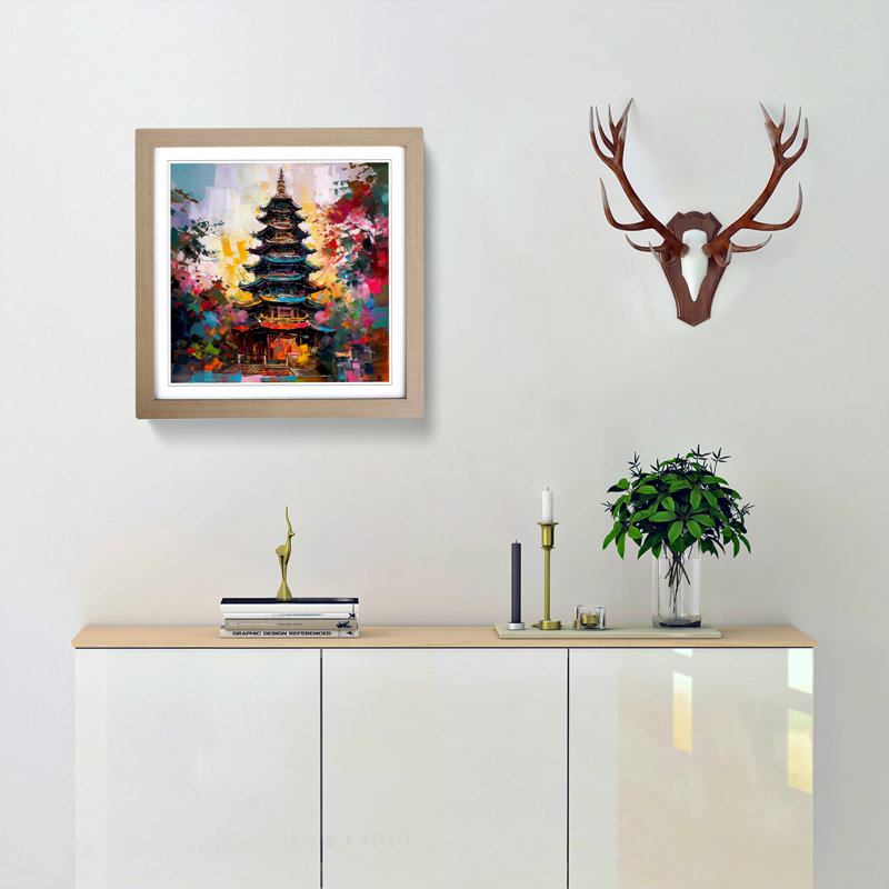 Pagoda Expressionism - Framed Print, Oak