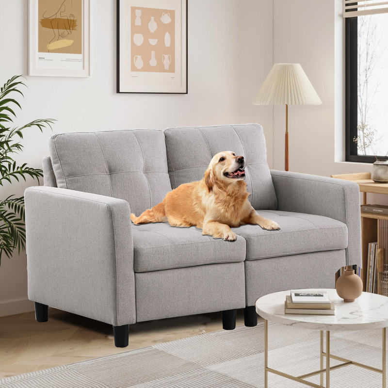 Kentrell Upholstered 53.5'' Loveseat, Light Gray