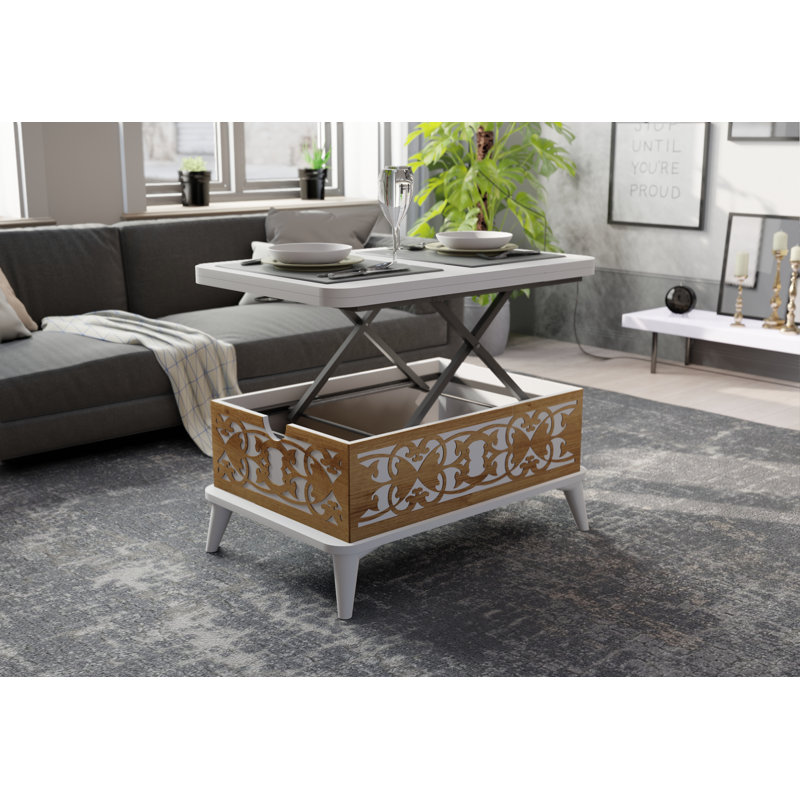 Lift Top Extendable Frame Coffee Table with Storage