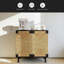 Buffet 2 portes avec tablettes réglables, armoire de rangement avec portes décoratives en algues naturelles pour le salon de la cuisine