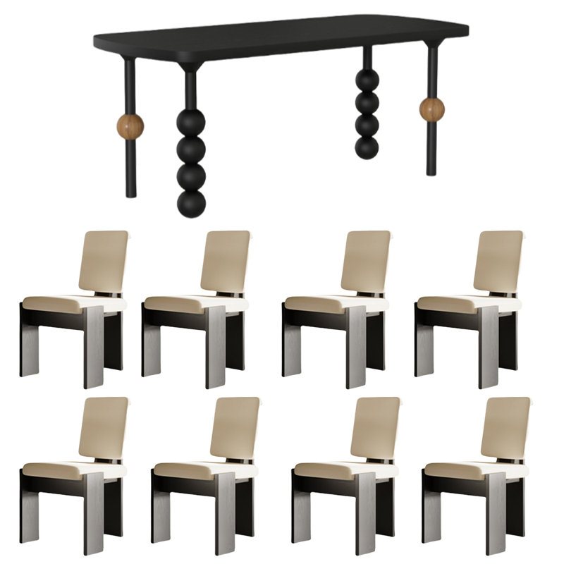 Ensemble de tables de salle à manger sélectionné en bois de bouleau, H 29,53 po x L 94,49 po x l 35,43 po