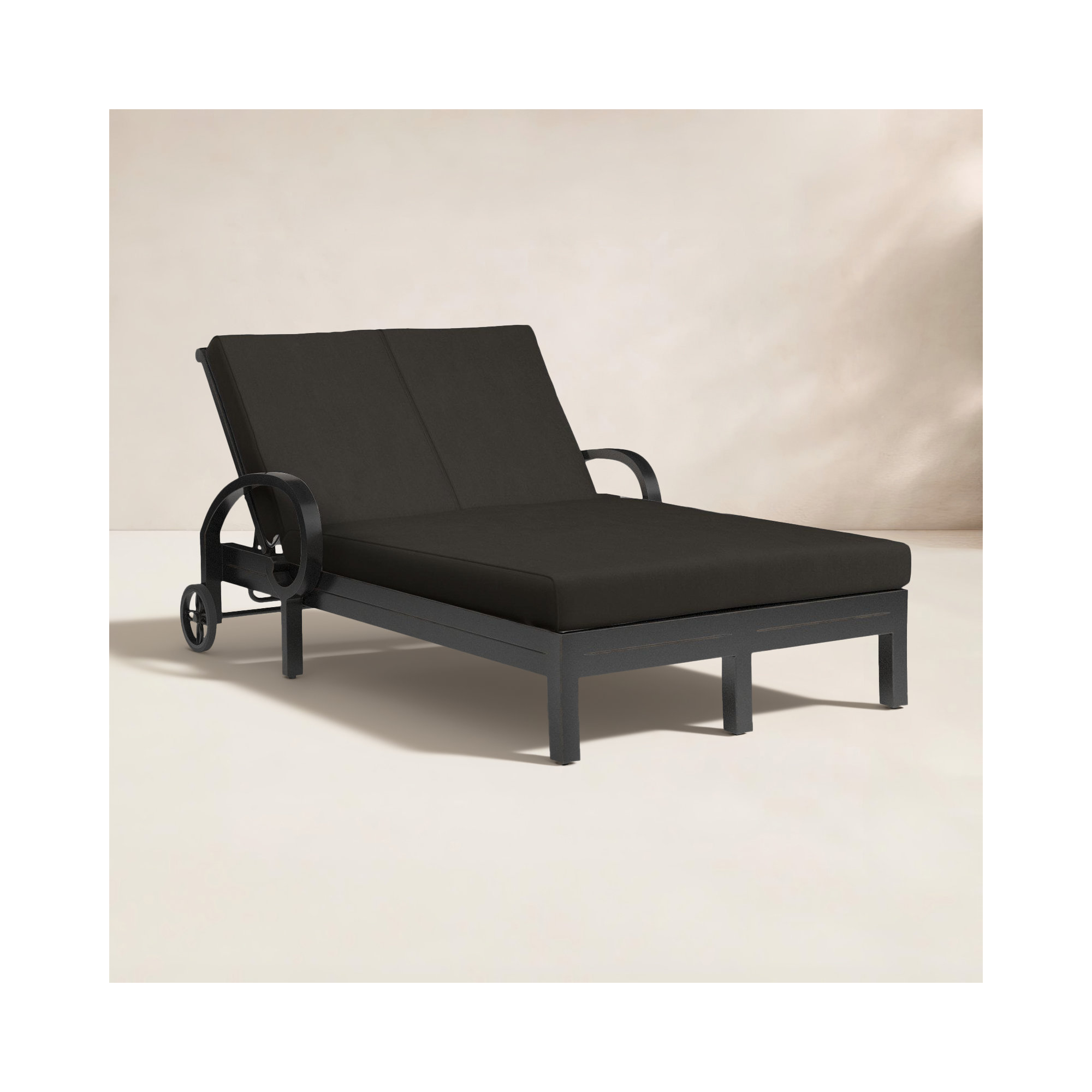 Monterey Outdoor Metal Double Chaise Lounge, Spectrum Carbon Sunbrella® Plainweave
